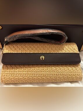 Etienne Aigner Vintage Natural Straw Clutch Wristlet